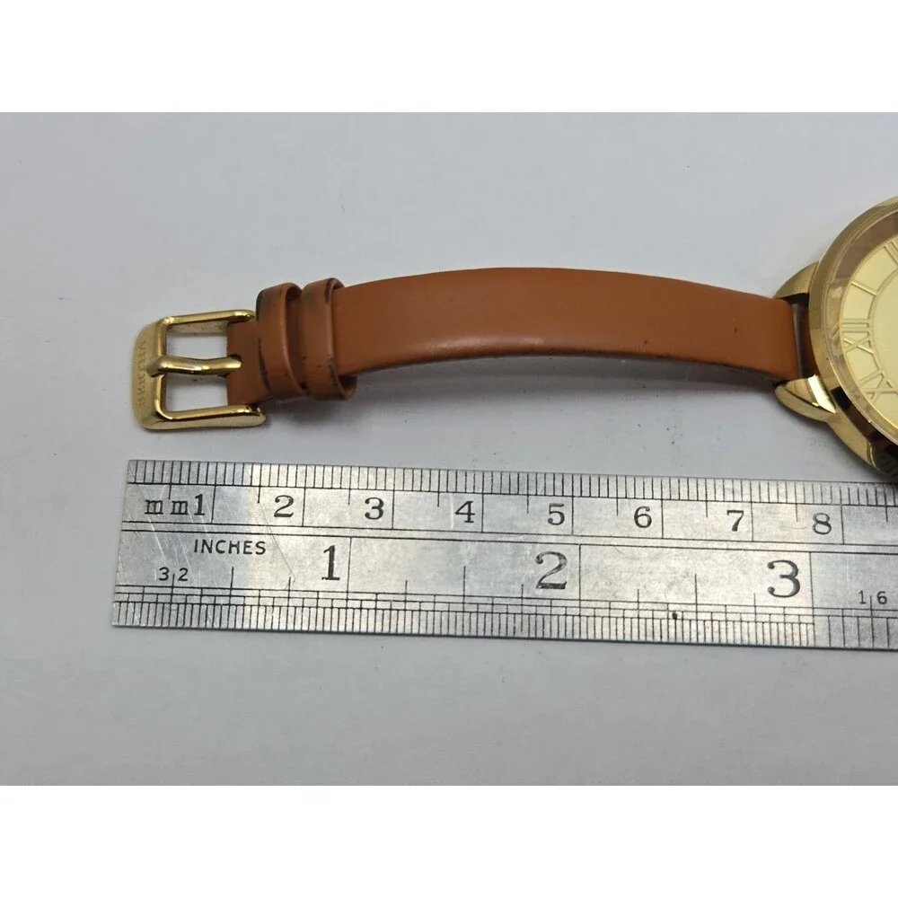 Bertha Madison Womens Gold Tone 36mm Watch Leather Classic Dress New Battery